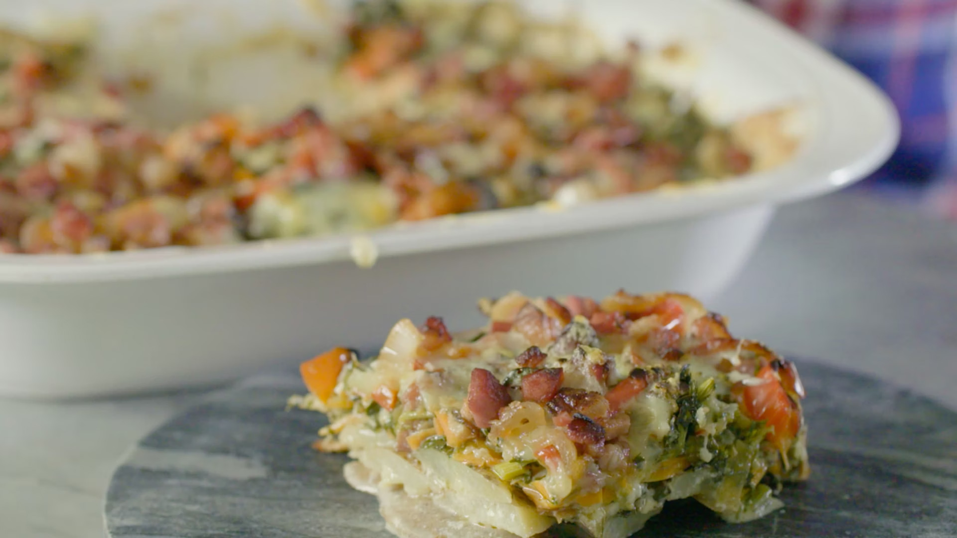 Légumes entiers et pancetta