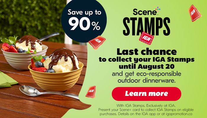 Last chance to collect your IGA Stamps until August 20 and get eco-responsible outdoor dinnerware. Learn more