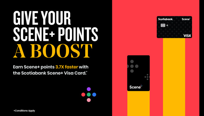 arn Scene+ points 3.7X faster with the Scotiabank Scene+ Visa Card. Apply now